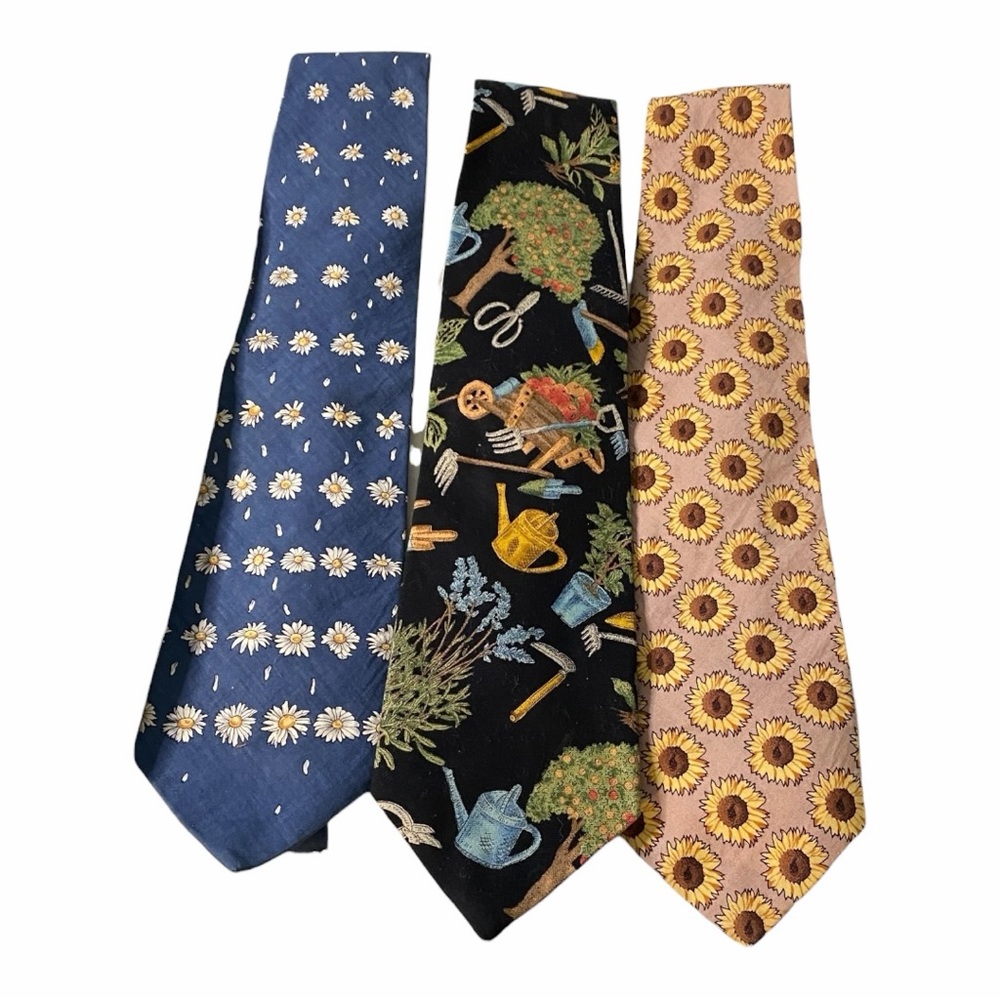Floral Patterned Tie Set - Blue Neil Martin, Black Tango, Yellow Neil Martin